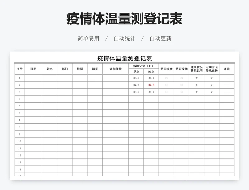 疫情体温量测登记表