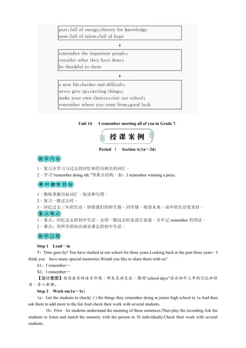 【高效实用备课】Unit 14 I remember meeting all of you in G