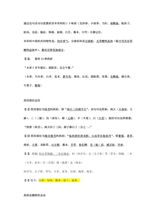 2023年执业药师考试中药鉴定学考点重点总结.docx