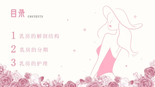 粉色插画简约商务乳房护理乳腺护理培训PPT模板