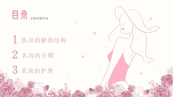 粉色插画简约商务乳房护理乳腺护理培训PPT模板