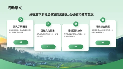 绿色商务风三下乡社会实践总结与展示PPT模板