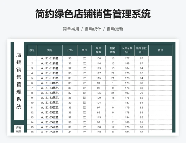 简约绿色店铺销售管理系统