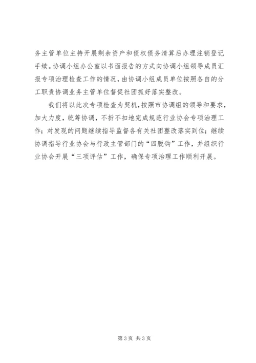关于“规范行业协会从业行为”工作开展情况的.docx