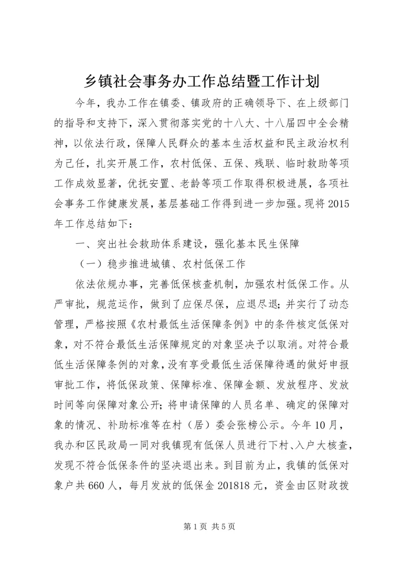 乡镇社会事务办工作总结暨工作计划.docx