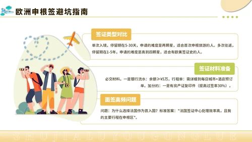 黄绿色创意风暑假旅游全攻略PPT模板