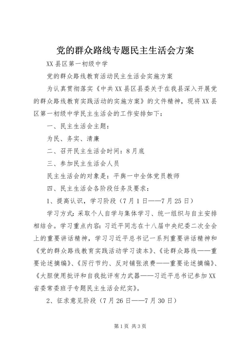 党的群众路线专题民主生活会方案.docx