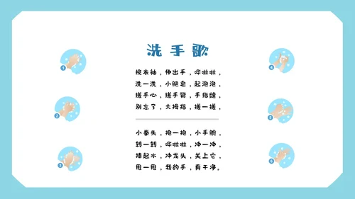 蓝色形状简约七步洗手法步骤卫生健康清洗预防app