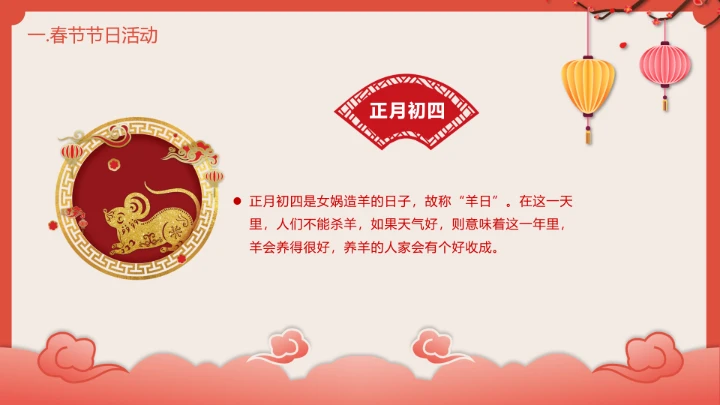 喜庆中国风春节介绍春节习俗简介PPT模板