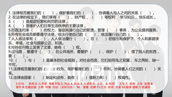 六年级道德与法治上册：第一单元 我们的守护者·总复习课件