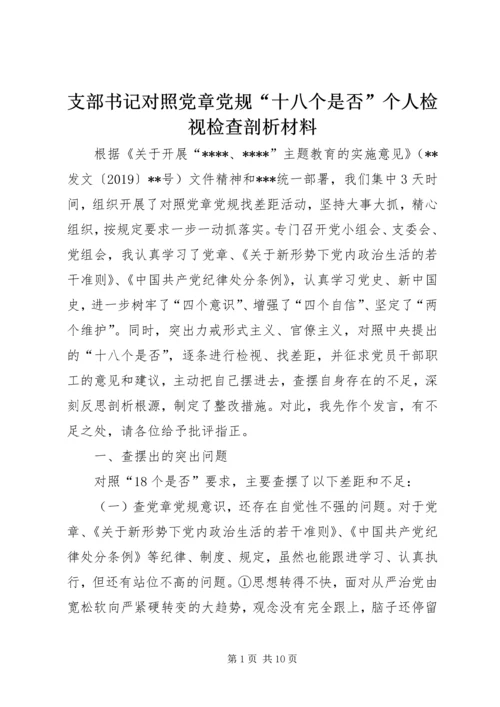 支部书记对照党章党规“十八个是否”个人检视检查剖析材料.docx