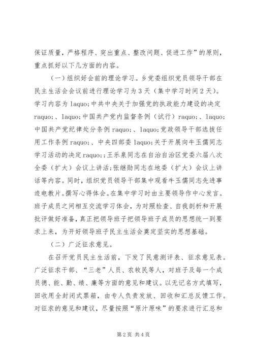 乡镇年度党员领导干部民主生活总结.docx