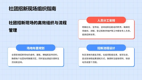 蓝色3D风大学校园社团招聘指南PPT模板