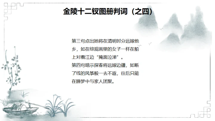 红楼梦金陵十二钗判词赏析通用PPT模板