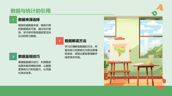 绿色插画风英语演讲比赛内容组织PPT模板