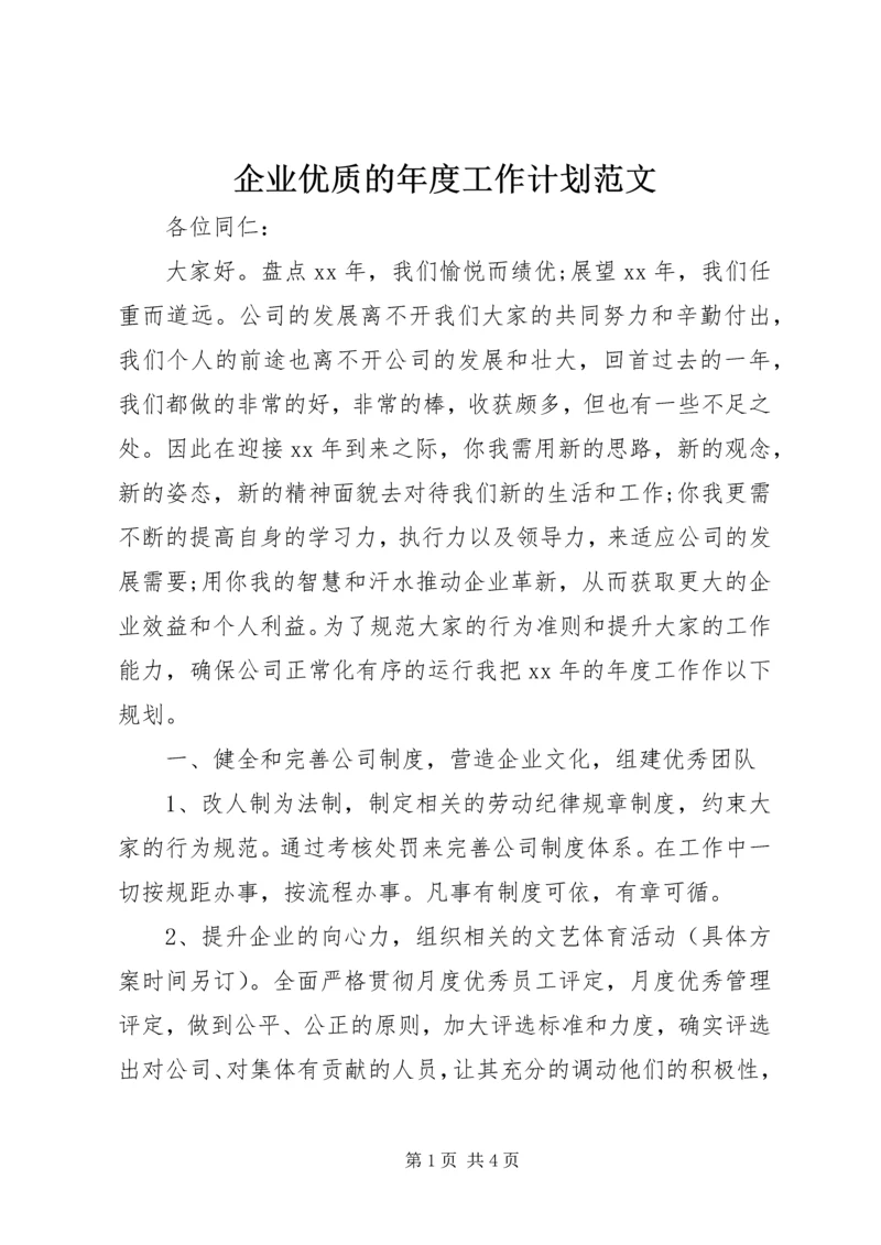 企业优质的年度工作计划范文.docx