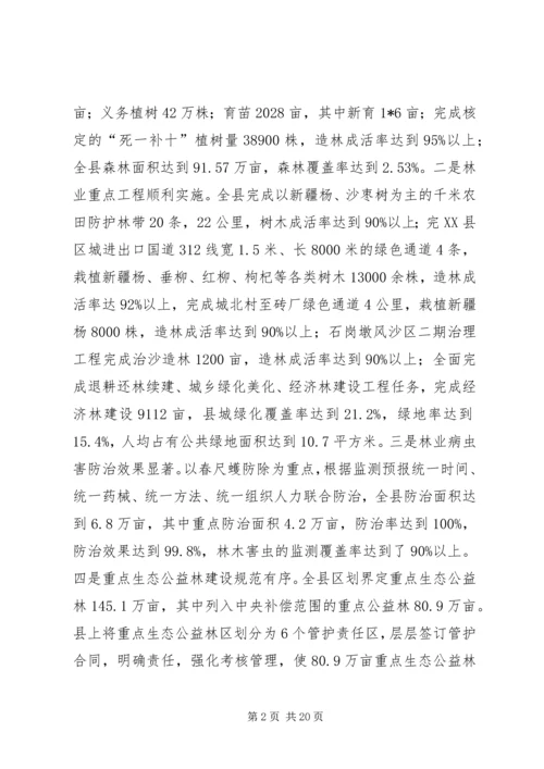 县林业生态建设工作报告讲话.docx