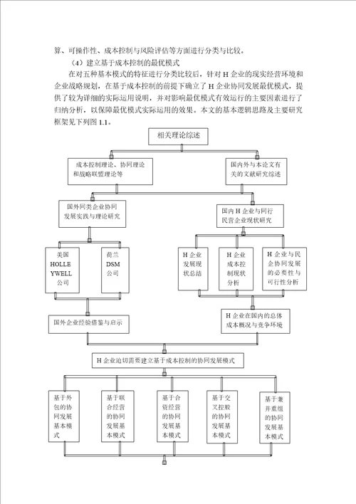 基于成本控制的协同发展合作模式研究来自H企业的案例分析