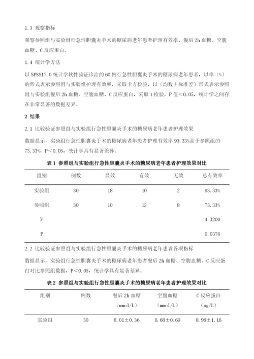 糖尿病老年患者急性胆囊炎手术后护理干预分析.docx