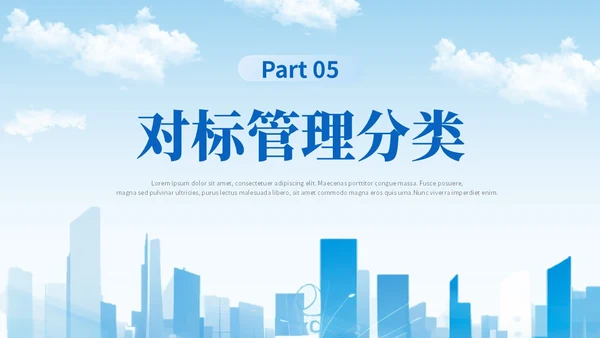 蓝色简约商务蓝色大气管理规划公司规划对标管理ppt