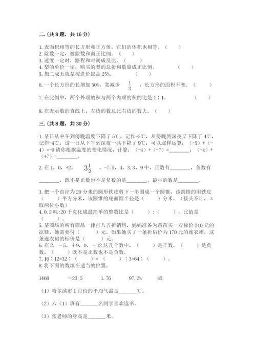 人教版数学六年级下册试题期末模拟检测卷【培优】.docx
