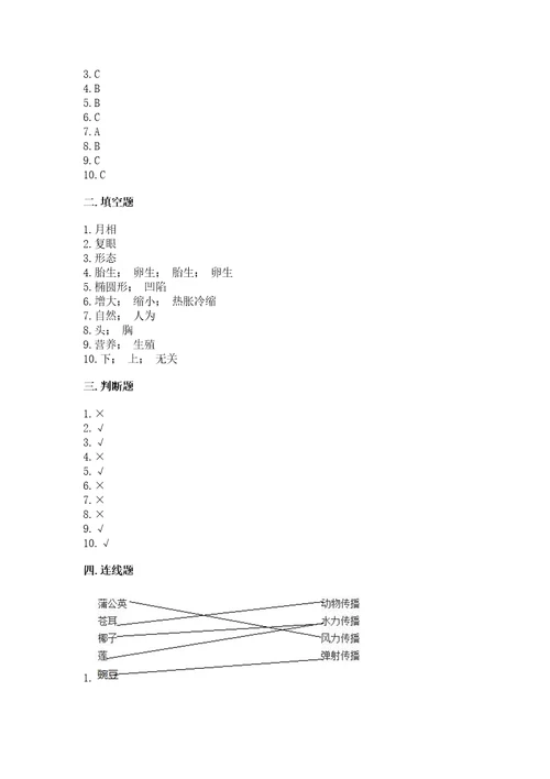 苏教版科学四年级下册期末测试卷及答案（各地真题）