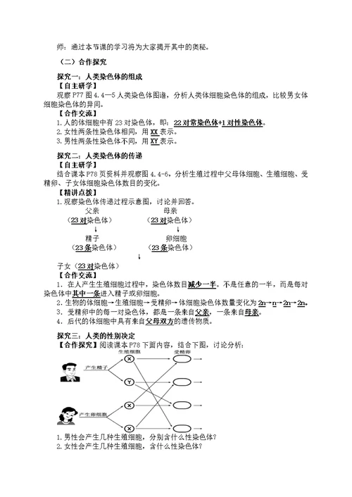 人类染色体与性别决定教案