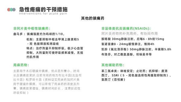 浅绿色简约围手术期疼痛管理ppt模板