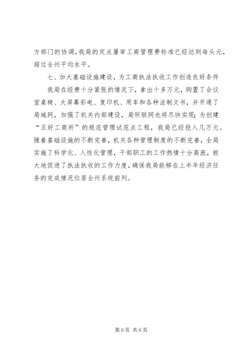 县工商局上半年执收工作情况汇报 (3).docx