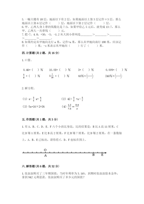 人教版六年级下册数学期末测试卷及参考答案【实用】.docx