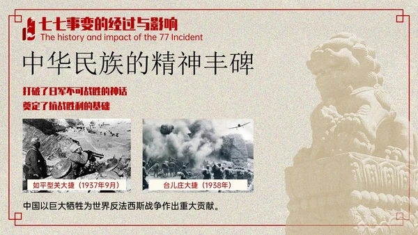 红色复古风+七七事变爱国主义教育讲座PPT模板