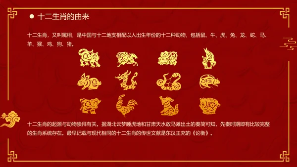 红色中国风十二生肖通用PPT模板