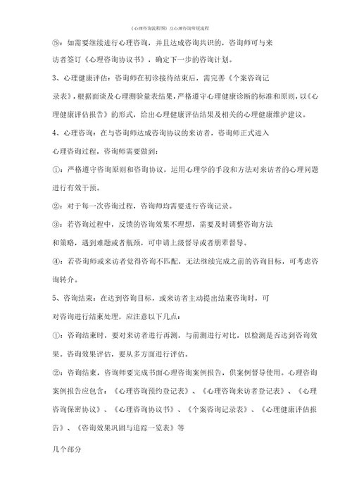 心理咨询流程图及心理咨询常规流程