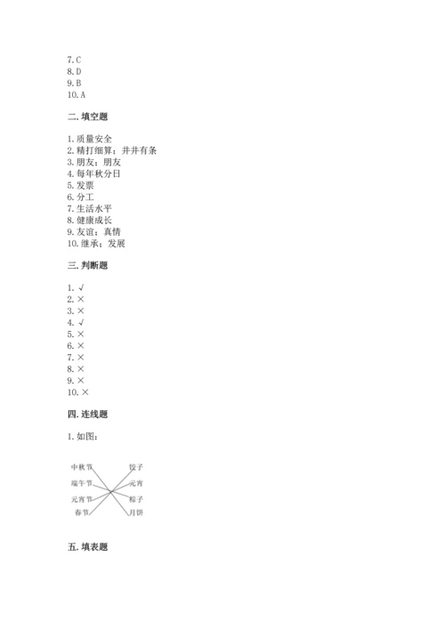 2023部编版四年级下册道德与法治期末测试卷及答案【精选题】.docx