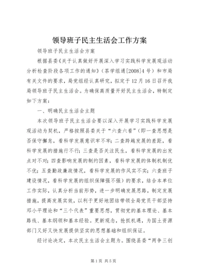 领导班子民主生活会工作方案.docx