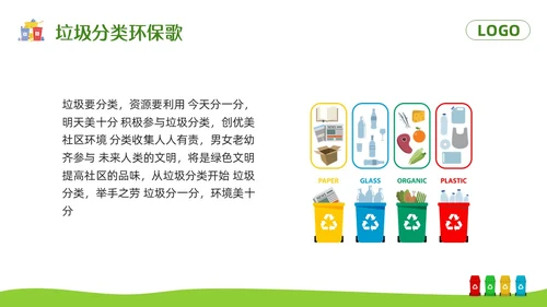绿色卡通垃圾分类你我同行PPT模板宣传PPT动态PPT
