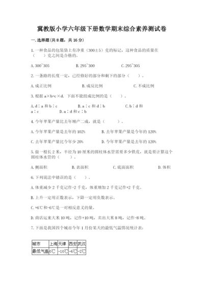 冀教版小学六年级下册数学期末综合素养测试卷含答案（预热题）.docx