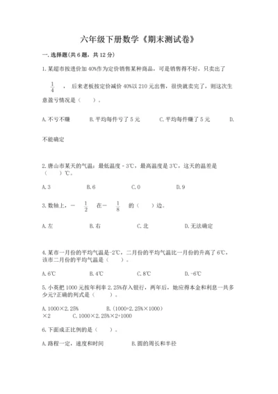 六年级下册数学《期末测试卷》附解析答案.docx