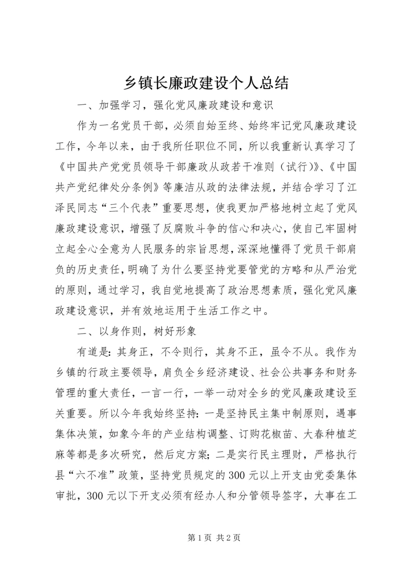 乡镇长廉政建设个人总结.docx