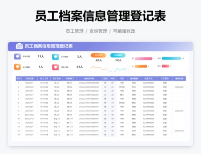 员工档案信息管理登记表（花名册）查询