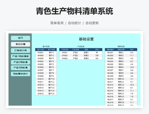 青色生产物料清单系统