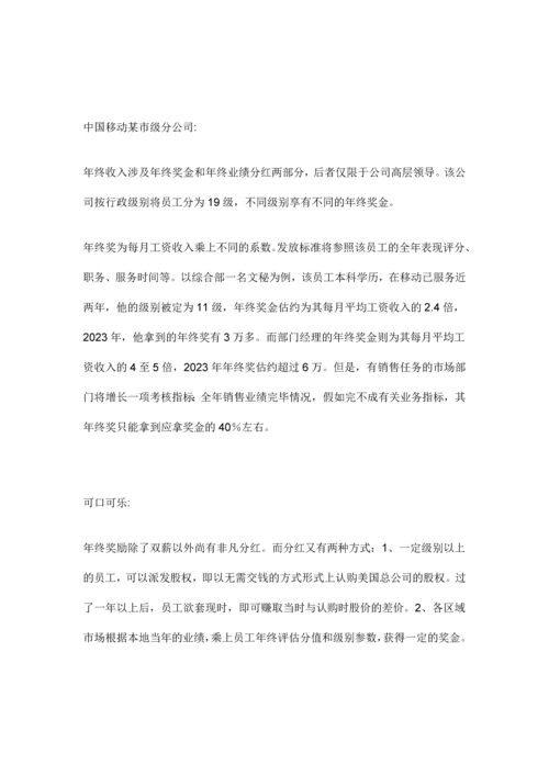 各知名公司年终奖金分配方案.docx