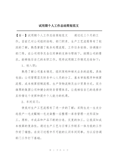 试用期个人工作总结简短范文.docx