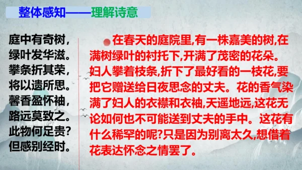 部编版八上语文第三单元课外古诗之〈庭中有奇树〉课件