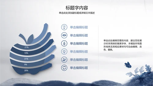 精美青花瓷水墨中国风ppt动态模板