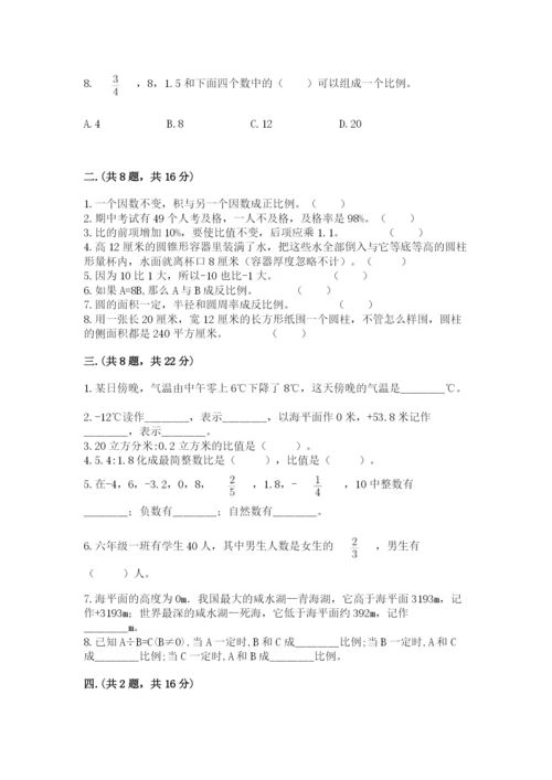 人教版数学小升初模拟试卷附答案ab卷.docx