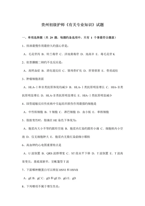 2023年贵州初级护师相关专业知识试题.docx