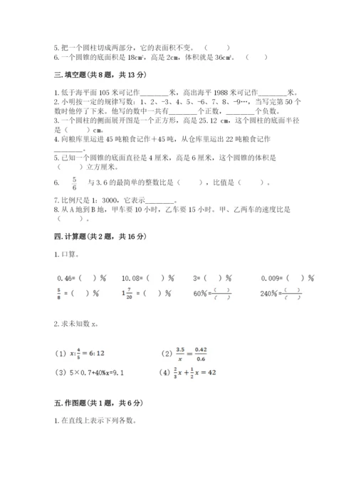 朝阳县六年级下册数学期末测试卷（名师系列）.docx