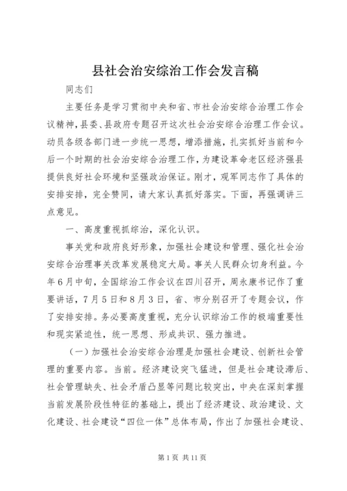 县社会治安综治工作会发言稿.docx