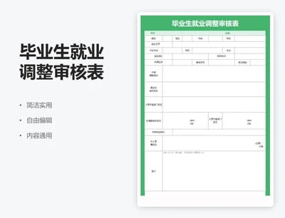 简约绿色毕业生就业调整审核表